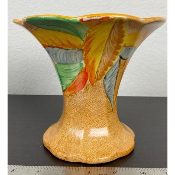 Hand Painted Wade Heath Vase Leaf design Art Deco 6" Tall England - Picture 1 of 7